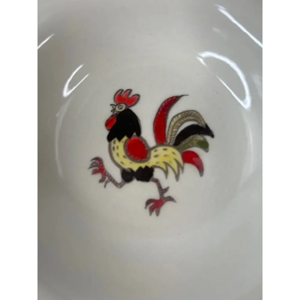 Vintage MCM Metlox Poppytrail Red Rooster Salad Plates Retro California‎ 6 inch